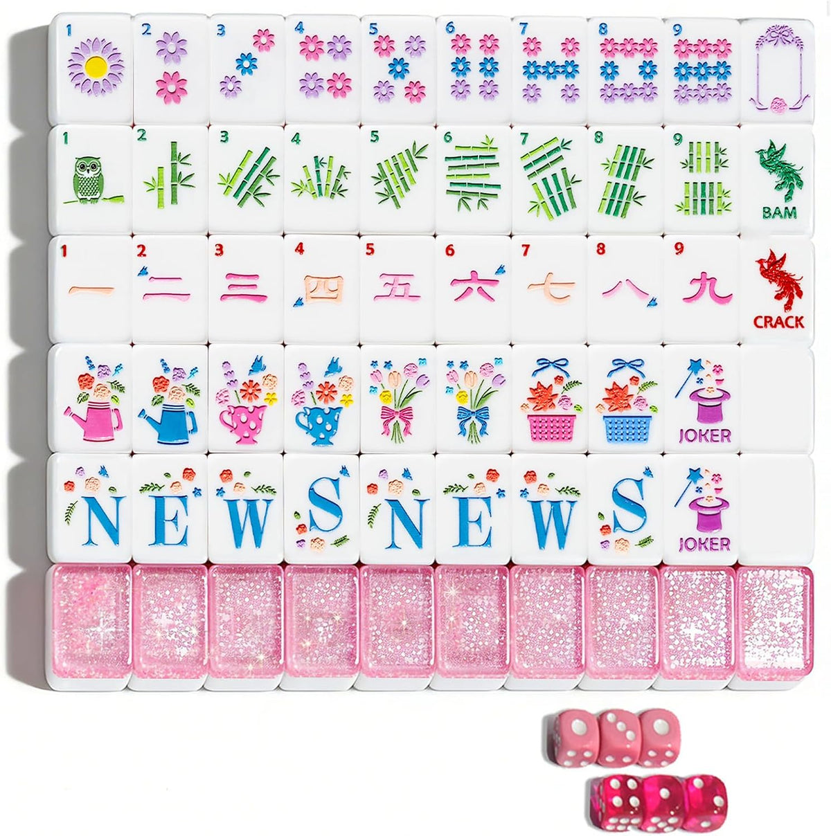 Mahjong Tile Set 160 Acrylic Engraved American Mahjong Sets